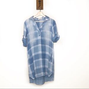 Bella Dahl blue plaid t-shirt dress w/ pockets